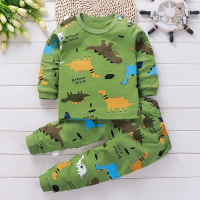 SleepBuddy – Zacht & Comfortabel – Kinder Pyjamaset met Lange Mouwen Groene Dino / 120 (3–4 jaar) | Educatief Speelgoed