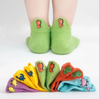 PlayfulToes – Kleurrijk & Zacht – Lage Kinder Sokjes (Set van 5) Dinosaurus / 22 (1–3 jaar) | Educatief Speelgoed