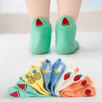 PlayfulToes – Kleurrijk & Zacht – Lage Kinder Sokjes (Set van 5) Fruit / 22 (1–3 jaar) | Educatief Speelgoed