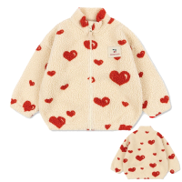 WarmHug – Comfortabel & Trendy – Kinder Fleece Jas met Speelse Prints Jas / Hart / 100 (3–4 jaar) | Educatief Speelgoed