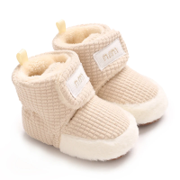 TinyBoots – Knus & Comfortabel – Pluche Babyschoenen voor Winter Havermout / 2 (7–12 maanden) | Educatief Speelgoed