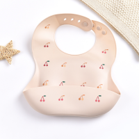 Silicone Bib   Waterdicht & Modieus   Silicone Baby Slabbetje Kers | Educatief Speelgoed