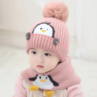 Mini Fashion™   Schattig Pinguin Design   Kinder Muts & Sjaal Roze / One Size | Educatief Speelgoed