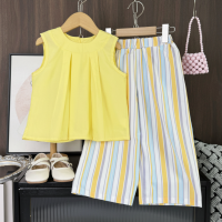 Sleeveless Tops & Pants – Zacht & Stijlvol – Kinder Kleding Zomer Set Lichtgeel / 140 (7–8 jaar) | Educatief Speelgoed