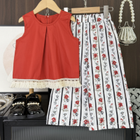 Sleeveless Tops & Pants – Zacht & Stijlvol – Kinder Kleding Zomer Set Oranje / 140 (7–8 jaar) | Educatief Speelgoed