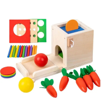 Smart Carrots –  Kleuren & Vormen – Houten Sorteer Speelgoed B   Drop Box met wortels en muntsorteerspel | Educatief Speelgoed
