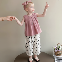 Sleeveless Tops & Pants – Zacht & Stijlvol – Kinder Kleding Zomer Set Roze stippen / 80 (12–18 maanden) | Educatief Speelgoed
