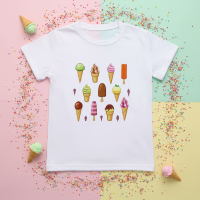 Boys & Girls Summer Tee – Comfort & Speels – Leuke Print Kinder T shirt IJsjes / 120 (6–7 jaar) | Educatief Speelgoed