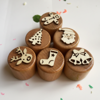 WoodStamp – Montessori & Creatief – 6 stuks Houten Kleistempels Kerstmis | Educatief Speelgoed