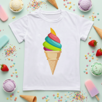 Boys & Girls Summer Tee – Comfort & Speels – Leuke Print Kinder T shirt Regenboogwerveling / 120 (6–7 jaar) | Educatief Speelgoed
