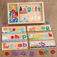 AlphaPuzzle – Engelse woordjes leren – Houten Spelling Puzzel | Educatief Speelgoed