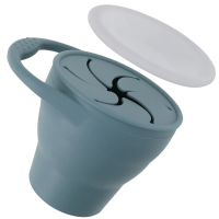 Snackcup™   Gemakkelijk Mee te Nemen   Siliconen Inklapbare Beker Donker Blauw | Educatief Speelgoed