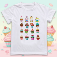 Boys & Girls Summer Tee – Comfort & Speels – Leuke Print Kinder T shirt Lekkere cupcake / 120 (6–7 jaar) | Educatief Speelgoed