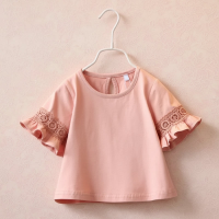 Girls Trumpet Sleeve Top – Elegant & Comfort – Kanten Mouw Roze / 100 (3–4 jaar) | Educatief Speelgoed