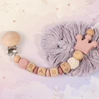 Personalized Pacifier Chain – Veilig & Stijlvol   Gepersonaliseerde fopspeenketting Stofroze | Educatief Speelgoed