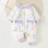 Mini Fashion™   Comfi & Trendy   Jumpsuit Pyjama Paars   Strikjes / 66 (3 6 maanden) | Educatief Speelgoed