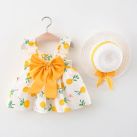 Mini Fashion™ – Zoet & Zomers – Fruit Jurk (incl. GRATIS strohoed) Geel / 100 (2–3 jaar) | Educatief Speelgoed