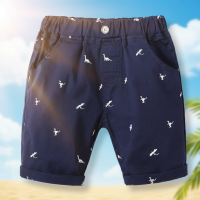 CoolKiddo – Fris en comfortabel – Korte broek met Dino ontwerp Navy Blue / 130 (5–6 jaar) | Educatief Speelgoed