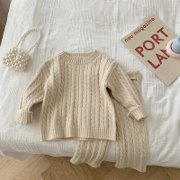Mini Fashion™   Stijlvol & Trendy voor kinderen   Gebreide Trui & Broek Beige / 86 (12 18 maanden) | Educatief Speelgoed