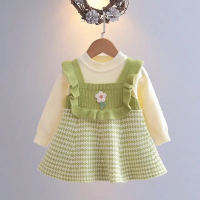 Mini Fashion™   Schattige Look   Jurk met lange mouwen Groen / 110 (4 jaar) | Educatief Speelgoed