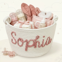 CuddleBasket – Schattig & Persoonlijk – Gepersonaliseerde Luiermand L (30x18cm) / Roze | Educatief Speelgoed