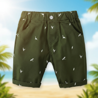 CoolKiddo – Fris en comfortabel – Korte broek met Dino ontwerp Forest Green / 100 (2–3 jaar) | Educatief Speelgoed