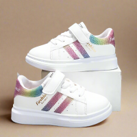 UrbanFlex – Stoer & Comfortabel – Witte Sneakers Regenboog / 37 (8.5–9 Jaar) | Educatief Speelgoed