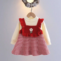 Mini Fashion™   Schattige Look   Jurk met lange mouwen Rood / 110 (4 jaar) | Educatief Speelgoed