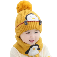 Mini Fashion™   Schattig Pinguin Design   Kinder Muts & Sjaal Geel / One Size | Educatief Speelgoed