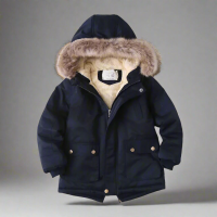 CozyTrend – Elegant & Warm – Parka Winterjas met Bontkraag Marineblauw / 130 (7–8 jaar) | Educatief Speelgoed