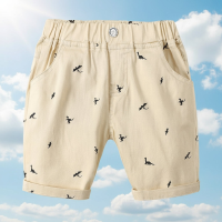 CoolKiddo – Fris en comfortabel – Korte broek met Dino ontwerp Khaki / 130 (5–6 jaar) | Educatief Speelgoed