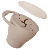 Snackcup™   Gemakkelijk Mee te Nemen   Siliconen Inklapbare Beker Beige | Educatief Speelgoed