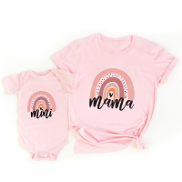 Mini Fashion™   Mama & Dochter   Matchende Shirt & Romper Roze   Regenboog Met Print / Vrouwen   XL | Educatief Speelgoed