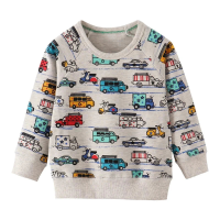 Mini Fashion™   Geweldige Printen   Sweater Grijs   Auto's / 110 (4 jaar) | Educatief Speelgoed