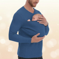 Kangaroo Pocket Shirt – Comfort & Handig – T shirt Babydrager voor mannen Blauw / XL (73 cm) | Educatief Speelgoed
