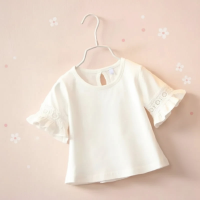 Girls Trumpet Sleeve Top – Elegant & Comfort – Kanten Mouw Wit / 100 (3–4 jaar) | Educatief Speelgoed