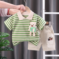 Mini Fashion™   Streepjespak   Katoenen Kledingset Groen / 110 (5 jaar) | Educatief Speelgoed