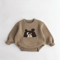 Mini Fashion™   Leuke Print met Buidel   Dieren Trui Khaki / 120 (5 jaar) | Educatief Speelgoed