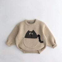 Mini Fashion™   Leuke Print met Buidel   Dieren Trui Beige / 120 (5 jaar) | Educatief Speelgoed