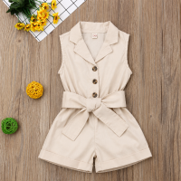 LittleLady – Elegant & Trends – Jumpsuit met Strik Tailleband Beige / 100 (3–4 jaar) | Educatief Speelgoed