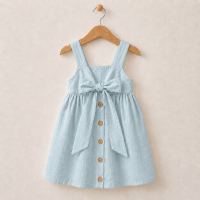 BloomGrace – Schattig & Comfortabel – Kinder Jurk met Strik & Verstelbare Schouderbanden Blauw / 110 (4–5 jaar) | Educatief Speelgoed