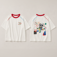 LittleVibe – Speelpret & Creatief – Oversized T shirt met Kleurige Illustratie 90 (18–24M) | Educatief Speelgoed
