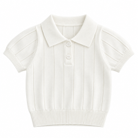 MiniLuxe – Elegant & Comfortabel – Polo Shirt met Gebreide Stof Wit / 90 (2–3 jaar) | Educatief Speelgoed