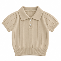 MiniLuxe – Elegant & Comfortabel – Polo Shirt met Gebreide Stof Abrikoos / 140 (7–8 jaar) | Educatief Speelgoed