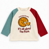 LittleRetro – Stoer & Trendy – Kinder Longsleeve met Grafische Print Pizza / 100 (2–3 jaar) | Educatief Speelgoed