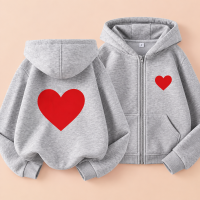 LittleLove – Zacht & Lief – Kinder Hoodie met Hartjesprint Grijs / 160 (13–14 jaar) | Educatief Speelgoed