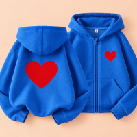 LittleLove – Zacht & Lief – Kinder Hoodie met Hartjesprint Blauw / 100 (3–4 jaar) | Educatief Speelgoed