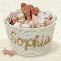 CuddleBasket – Schattig & Persoonlijk – Gepersonaliseerde Luiermand L (30x18cm) / Beige | Educatief Speelgoed