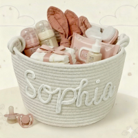 CuddleBasket – Schattig & Persoonlijk – Gepersonaliseerde Luiermand L (30x18cm) / Wit | Educatief Speelgoed