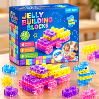 JellyBuild – Zacht & Creatief – Flexibele Jelly Bouwblokken Set van 40 | Educatief Speelgoed